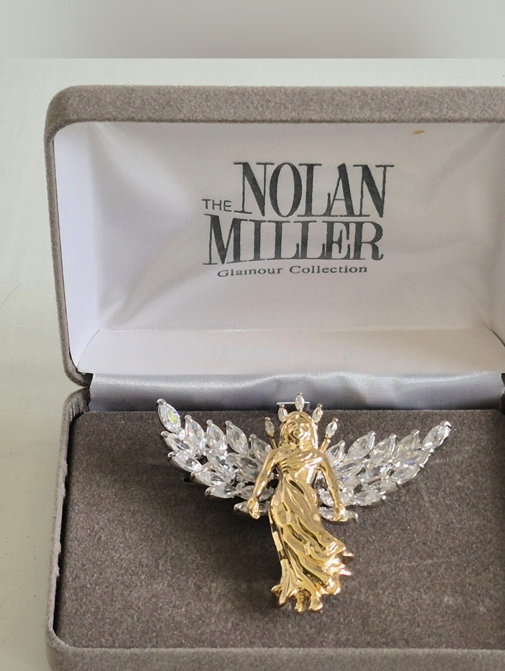 Nolan Miller Vintage "My Inspirational Angel" Pin Goldplated & Clear Crystals
